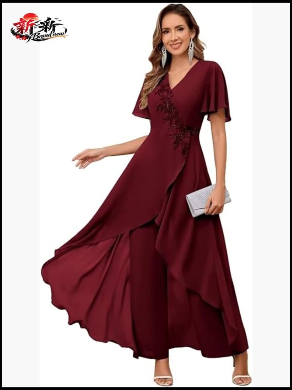 Chiffon Mother of the Bride Pant Suits Formal Jumpsuit with Jacket